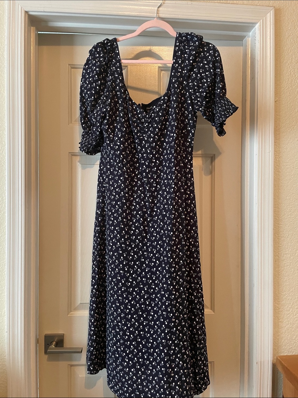 Madewell Navy and floral midi dress